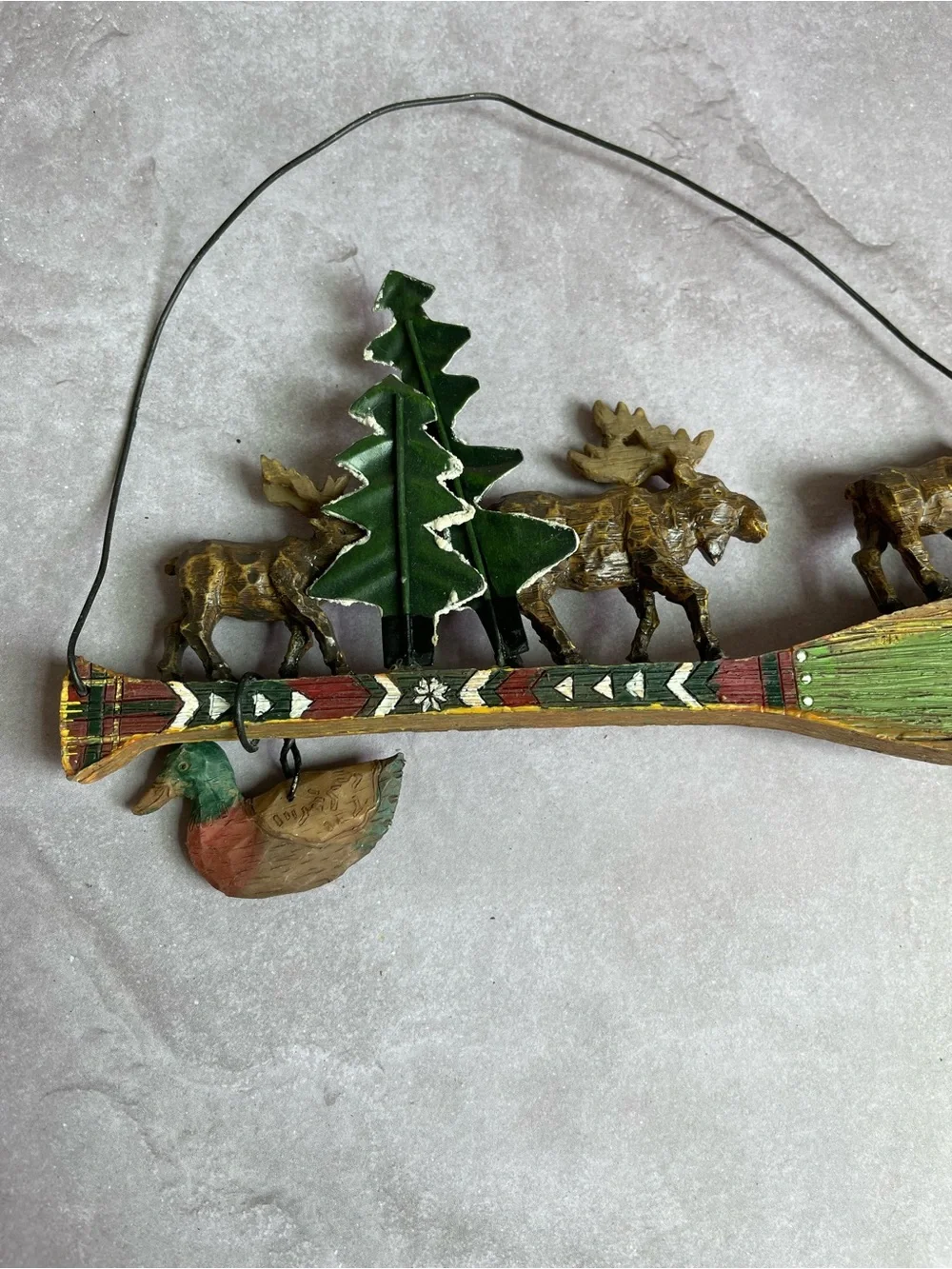 Vintage Rustic Holiday Moose & Tree Wall Hanging Cabin Christmas Decor